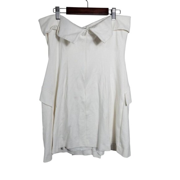 Anthropologie BHLDN Strapless Tuxedo Mini Dress White Bridal SZ M Casual Wedding - Picture 5 of 14